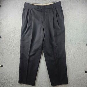 Ballin Relax Mens Black Pleated Dress Pants Size 36x30 Microfiber Blend